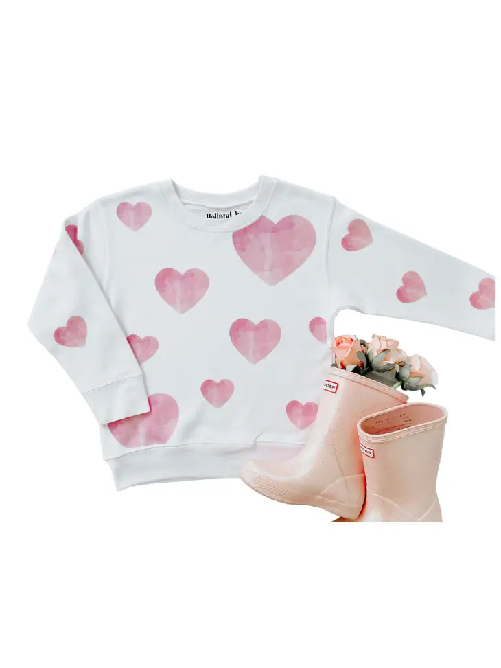 Watercolor Hearts | Girls Valentines Day Sweatshirt