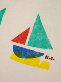 Multicolor Sail Boat All Over Cropped Sweatshirt