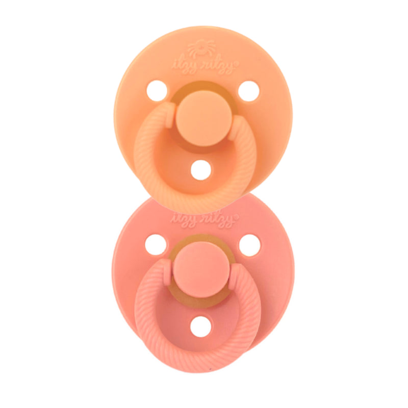 Itzy Soother Apricot + Terracotta Natural Rubber Pacifiers