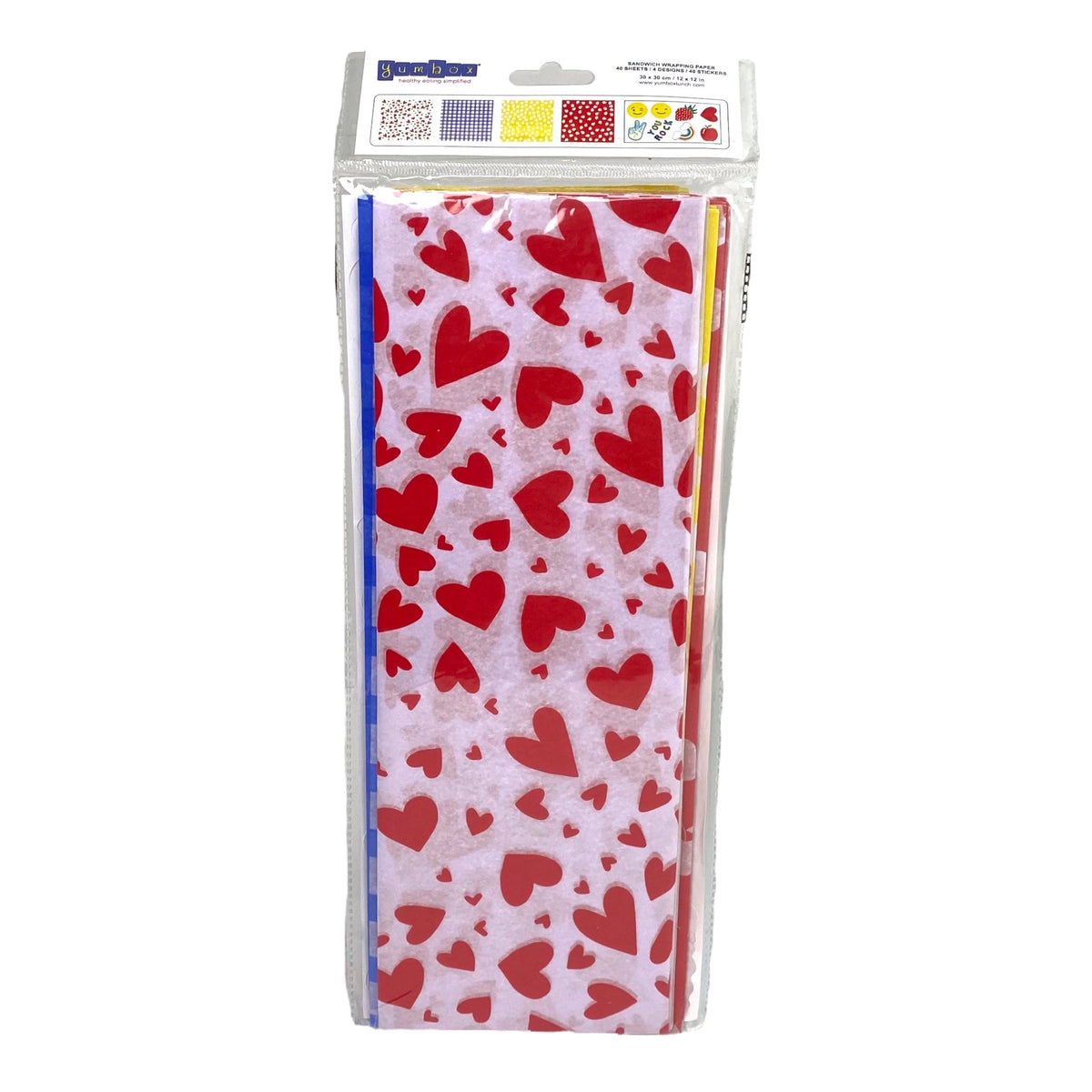 Yumbox Sandwich Paper Wrap - Hearts Set of 40 Sheets + Stickers