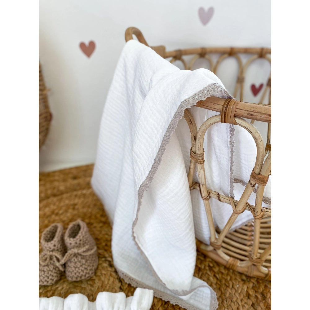 Ivory 3 Layer Muslin Swaddle Blanket