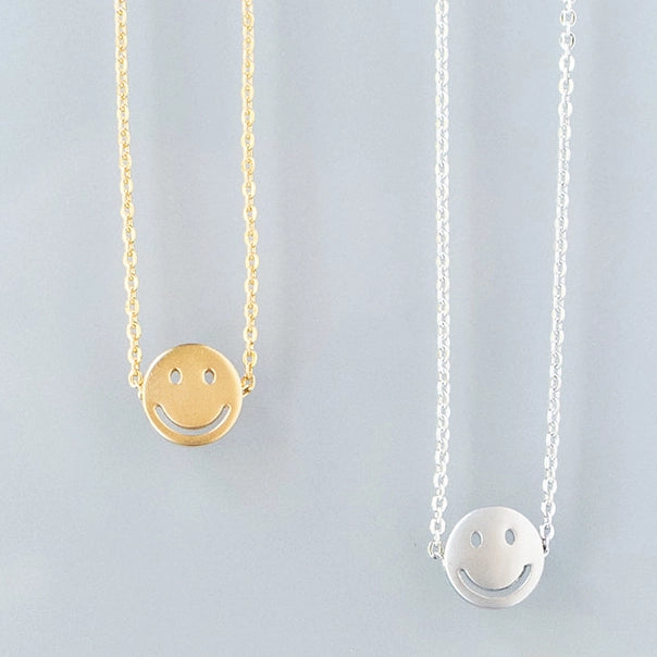 Gold Happy Smile Face Necklace