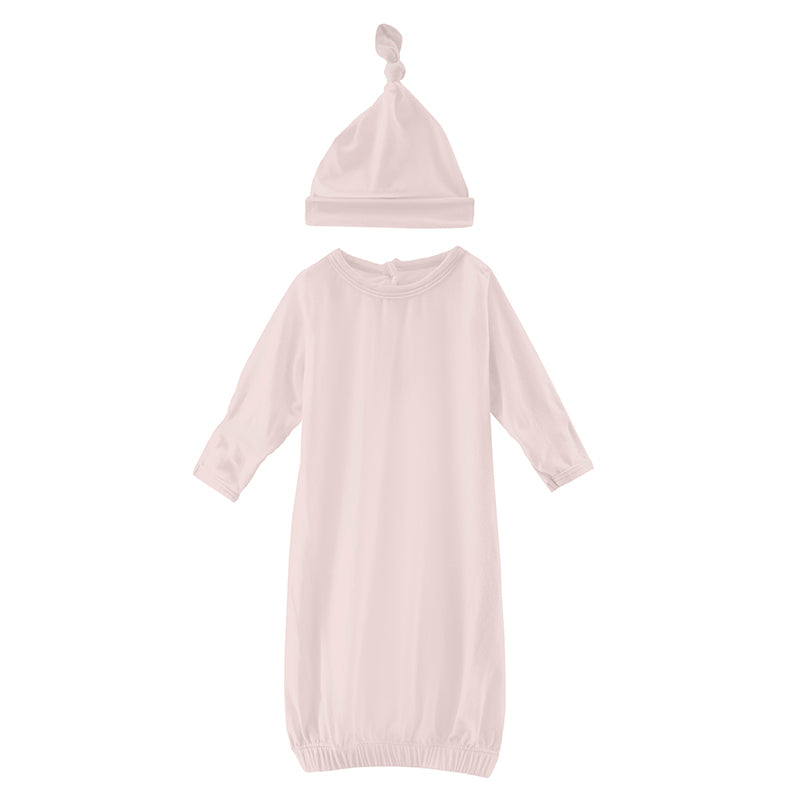 Macaroon Layette Gown & Single Knot Hat Set