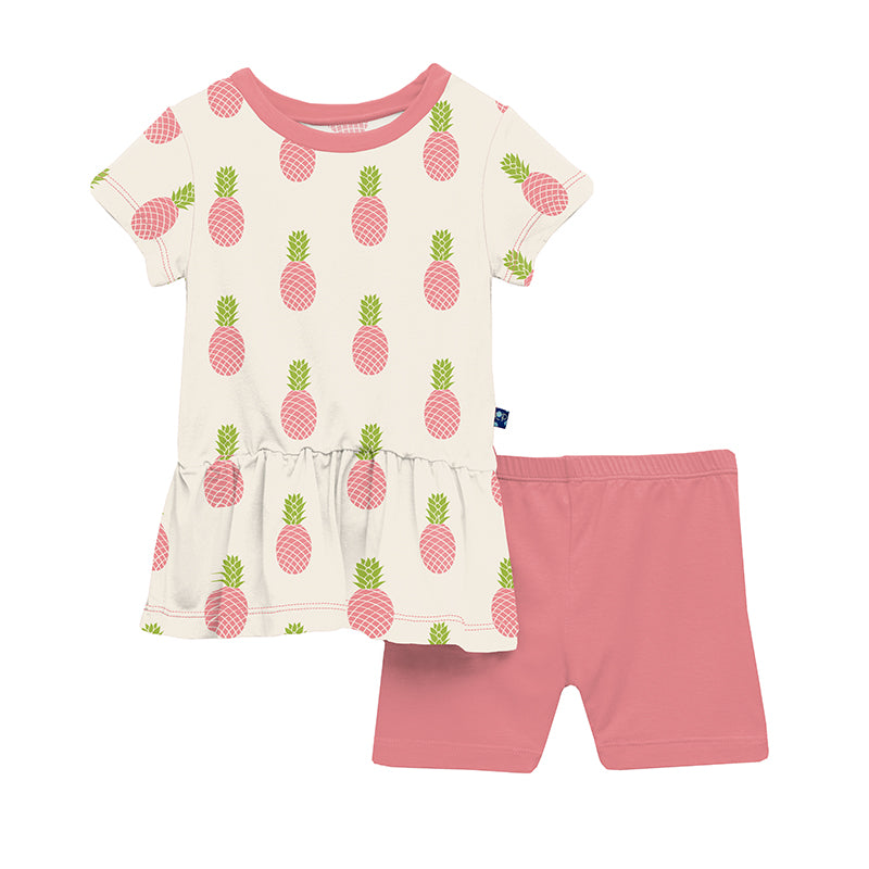 Strawberry Pineapples Print Short Sleeve Playtime Outfit Set