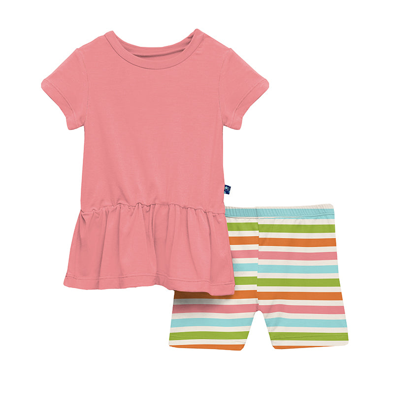 Beach Day Stripe Print Short Sleeve Playtime Outfit Set