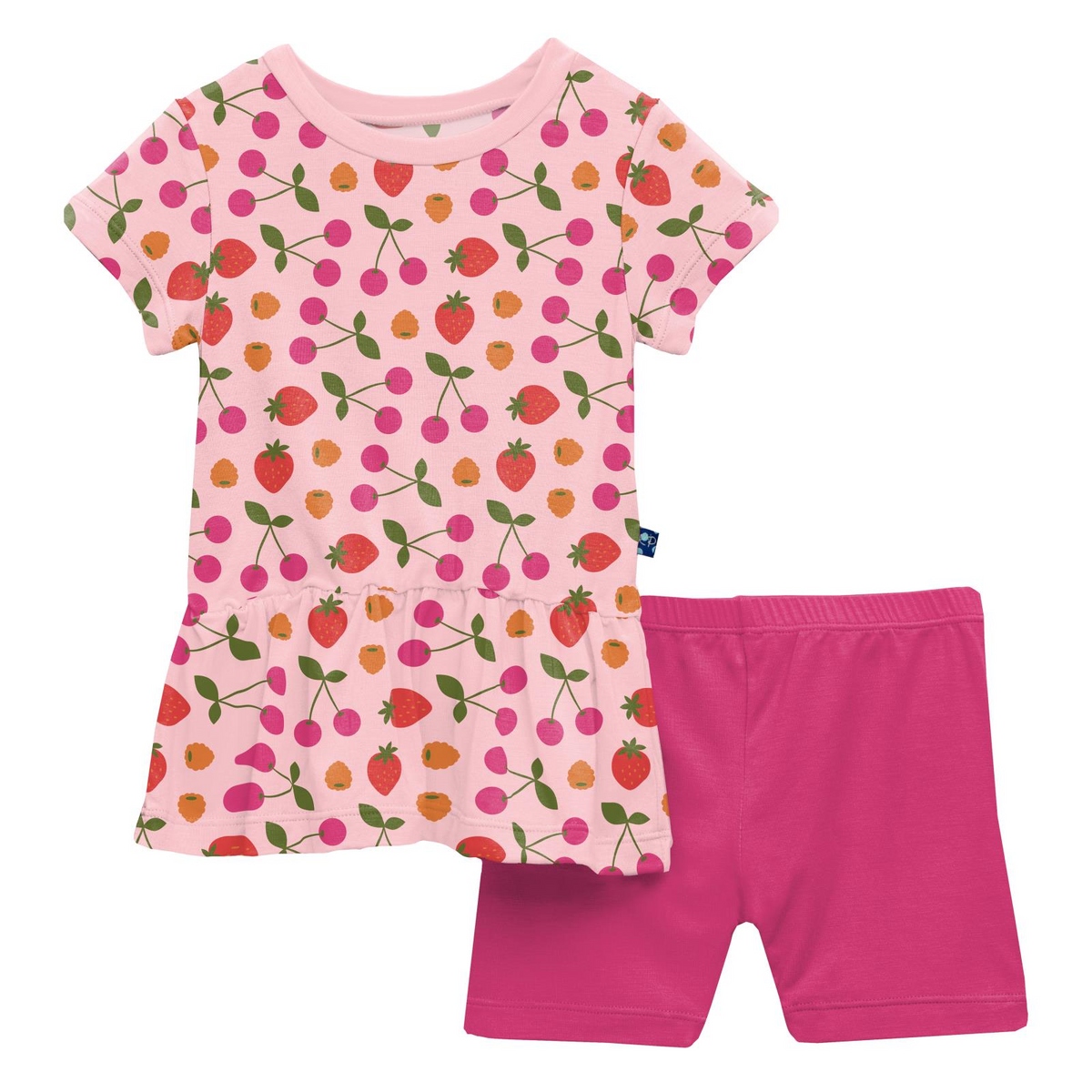 Lotus Berries Print Short Sleeve Playtime Outfit Set