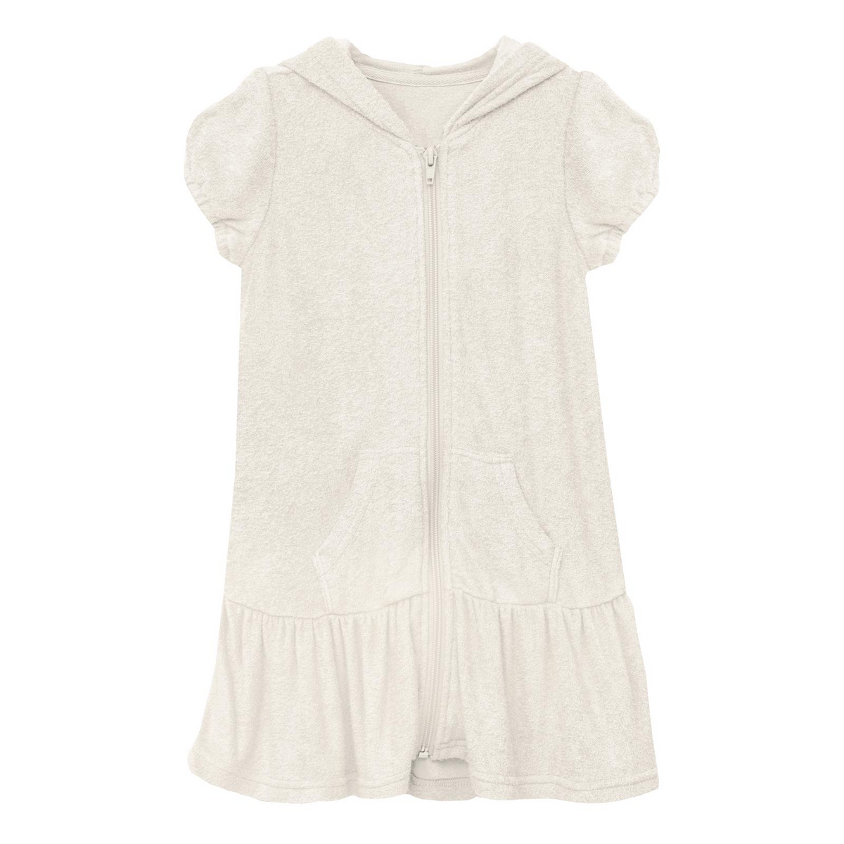 Natural Terry Ruffle Swim Cover-Up