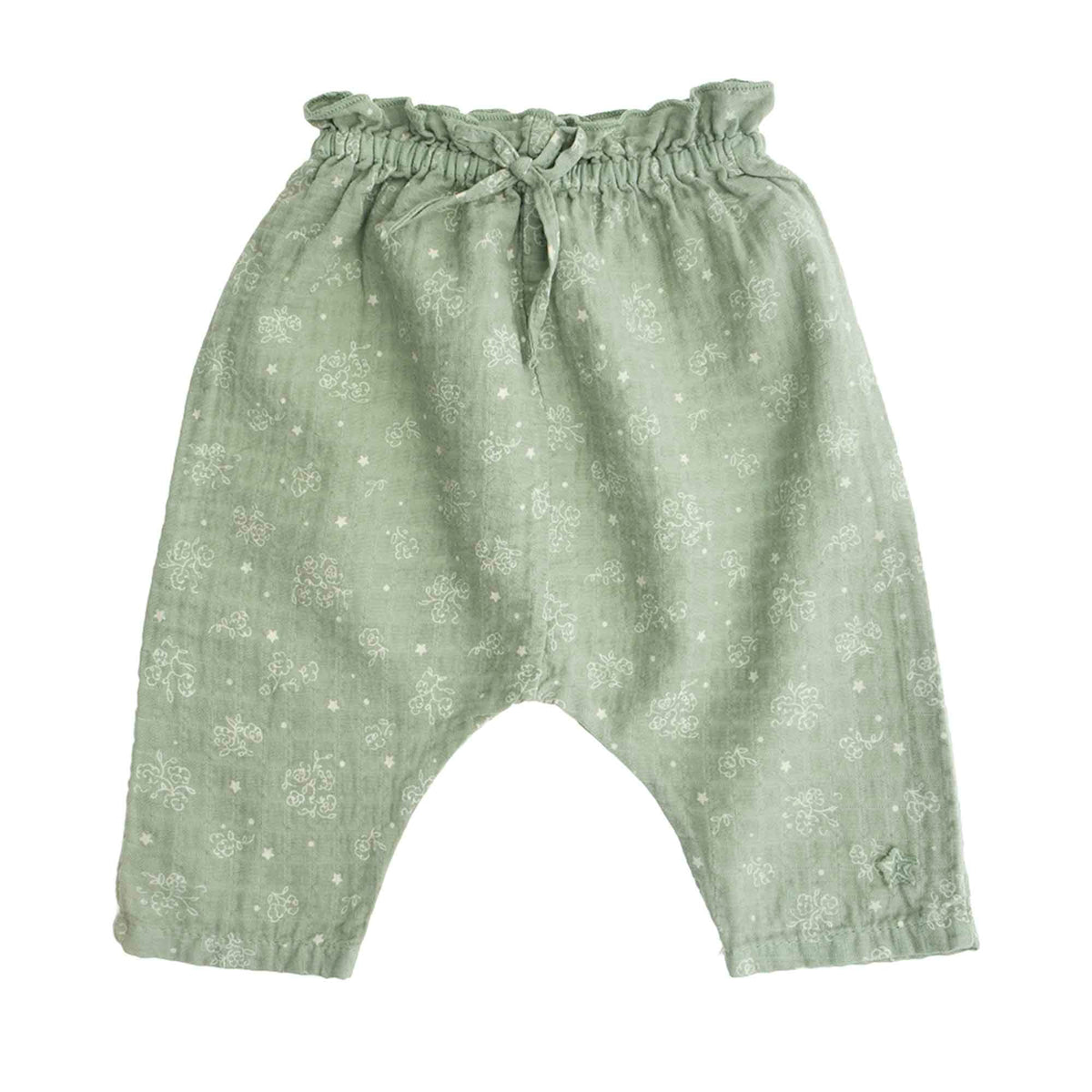 Green Flower Print Baby Girl Pants