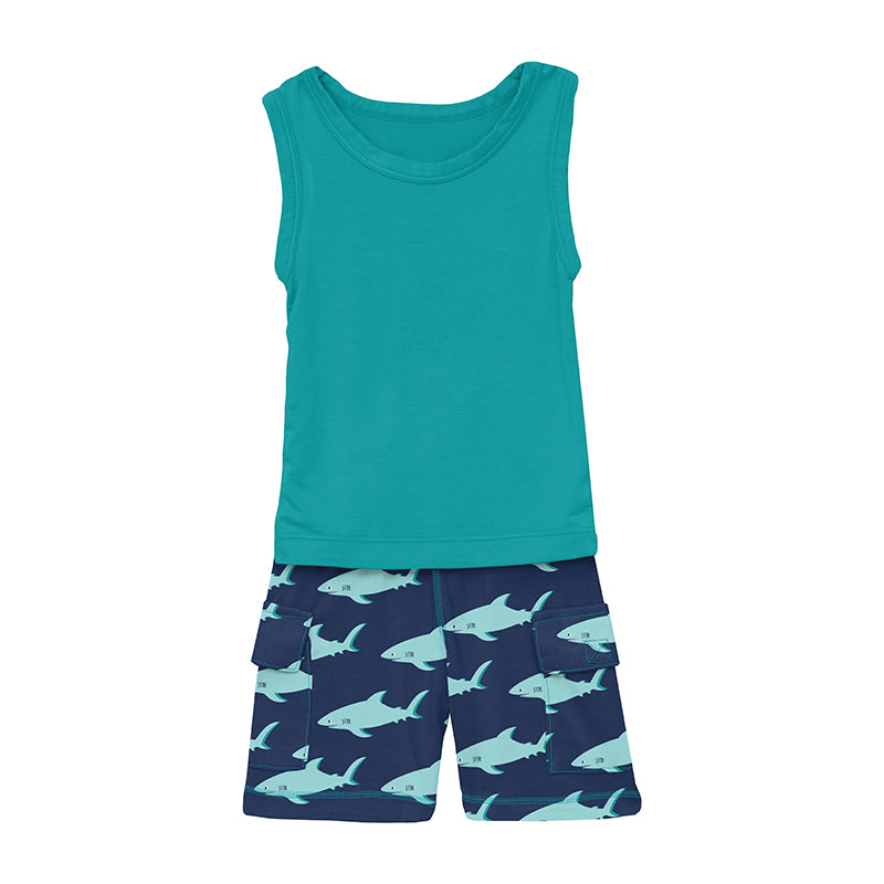 Flag Blue Sharky Tank & Cargo Short Outfit Set