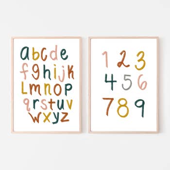 Retro Girls Alphabet & Numbers Art Print (Set of 2)