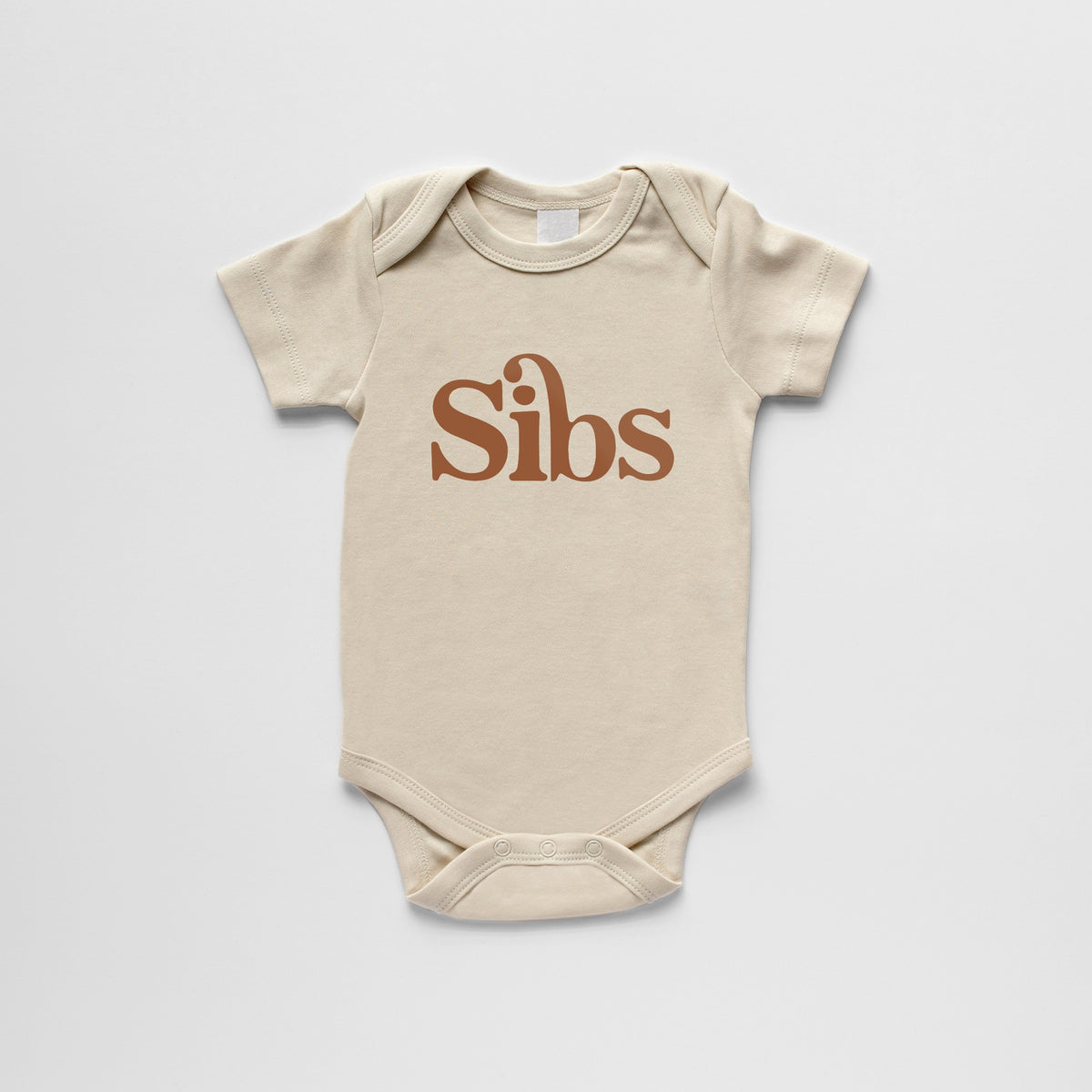 Camel Ink Short Sleeve Sibs Organic Baby Bodysuit
