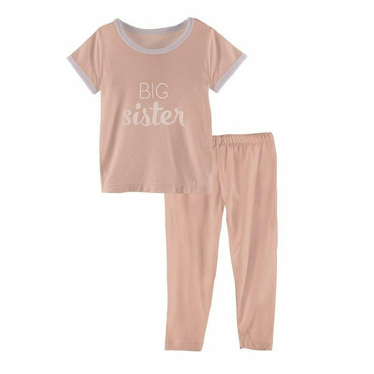 Blush Big Sister Short Sleeve Applique Pajama Set